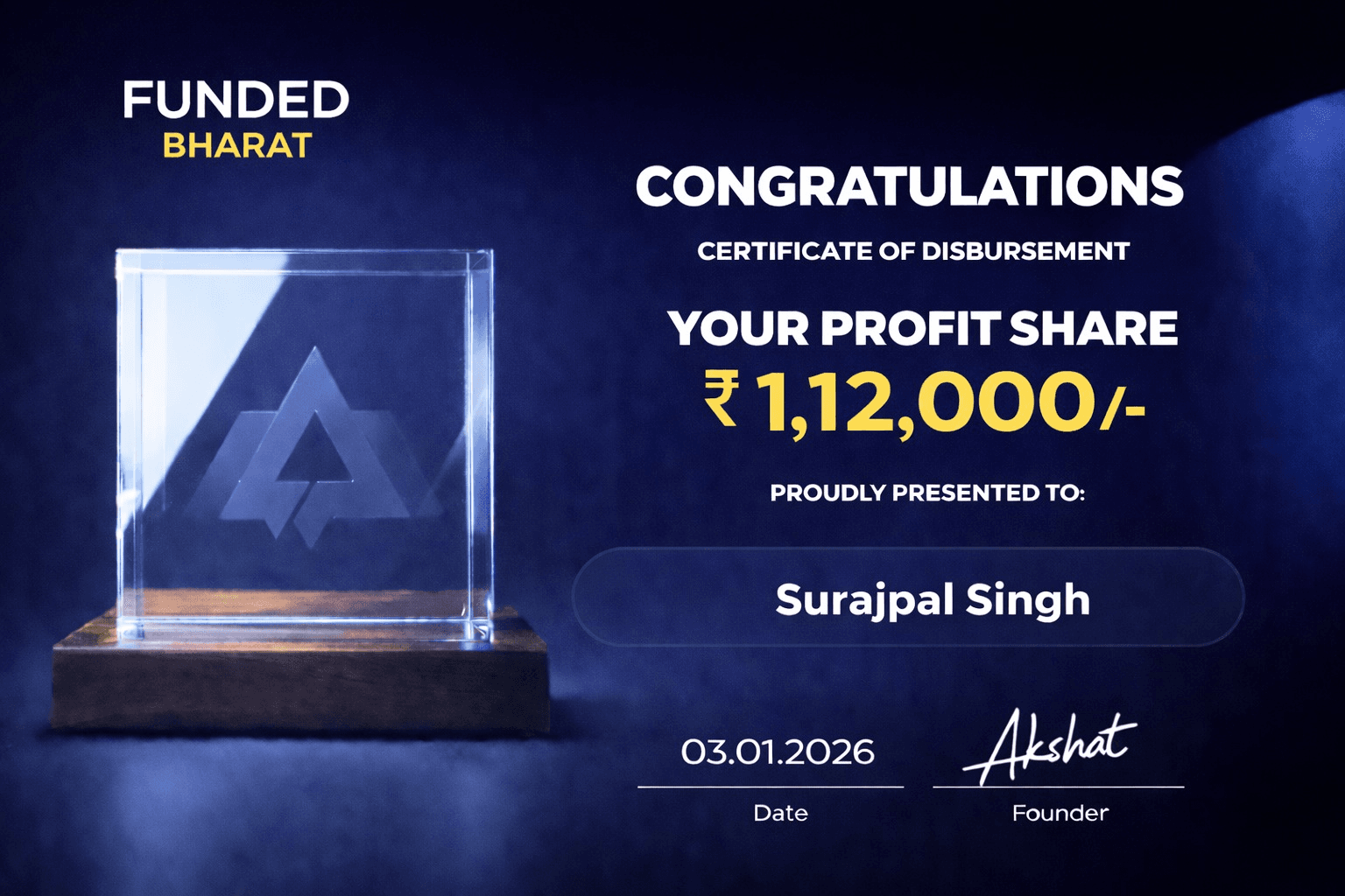 Payout certificate for Surajpal Singh